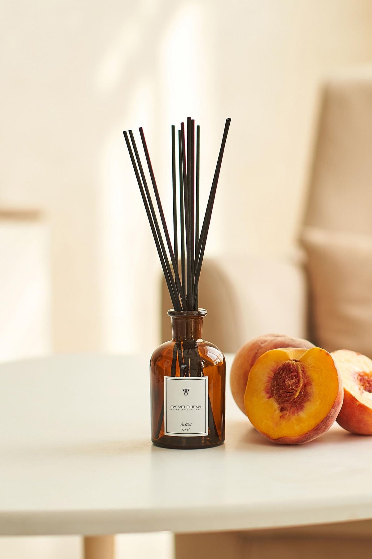 Αρωματικό χώρου με στικ Bellini BY VELCHEVA, άρωμα ροδάκινο, μπουκάλι 125ml