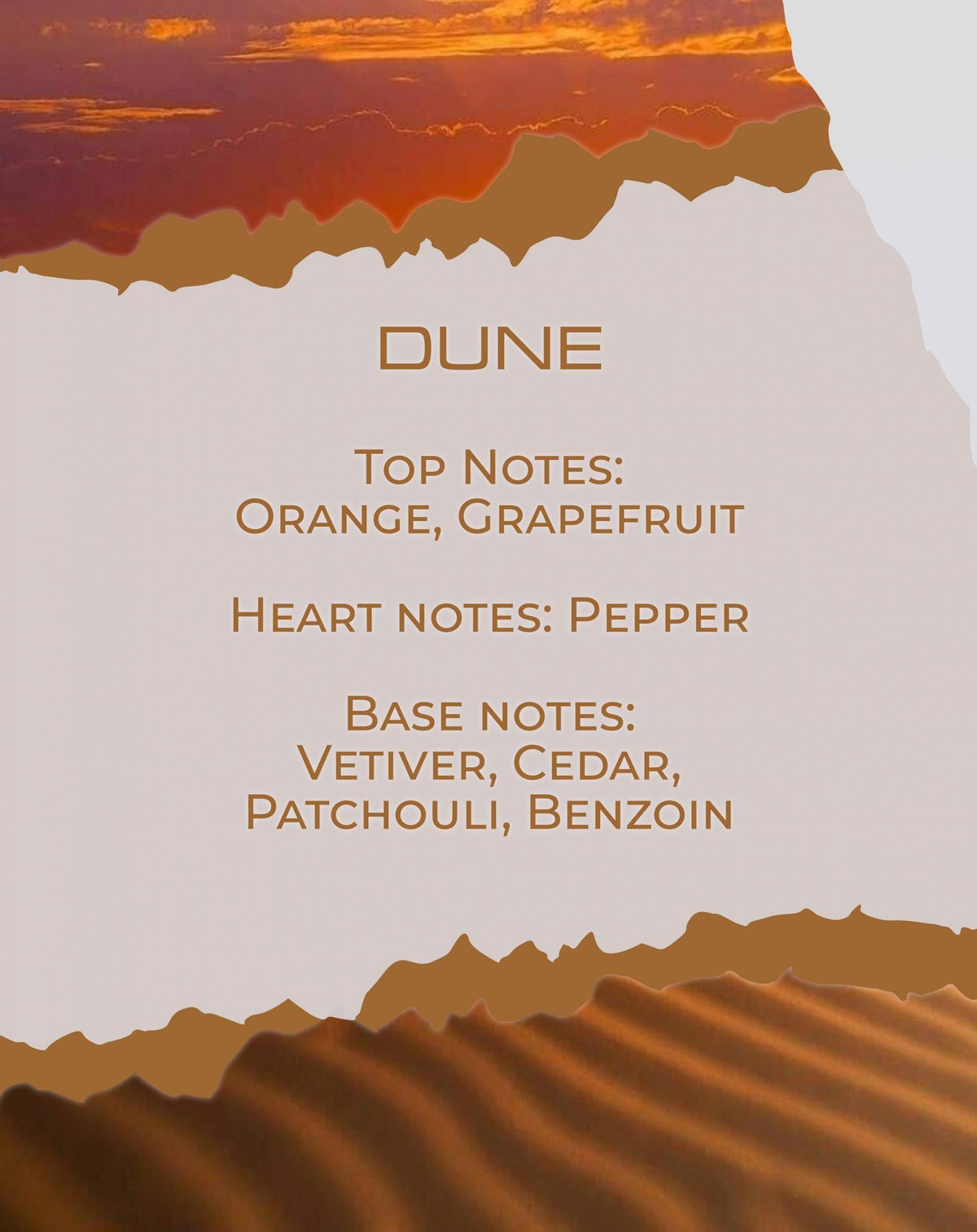 Νότες αρώματος Dune: πορτοκάλι, γκρέιπφρουτ, πιπέρι, κέδρος — BY VELCHEVA