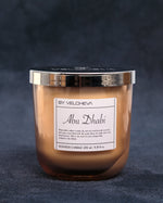 Limited edition αρωματικό κερί Abu Dhabi BY VELCHEVA, γυάλινο δοχείο 270ml με μεταλλικό καπάκι
