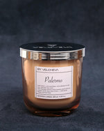 Limited edition αρωματικό κερί Palermo BY VELCHEVA, γυάλινο δοχείο 270ml με μεταλλικό καπάκι