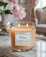 Limited edition αρωματικό κερί Palermo BY VELCHEVA, αναμμένο σε γυάλινο δοχείο 270ml