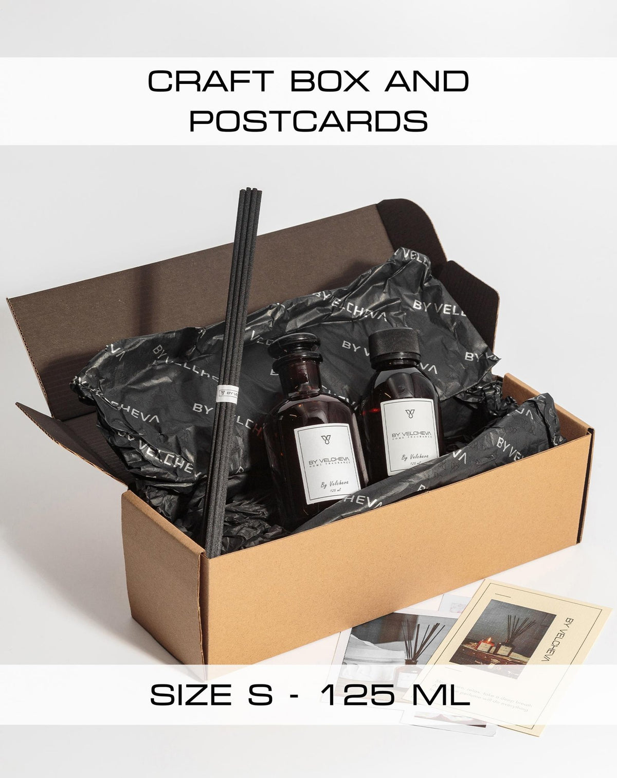 Αρωματικό χώρου με στικ ByVelcheva σε craft box δώρου με postcards