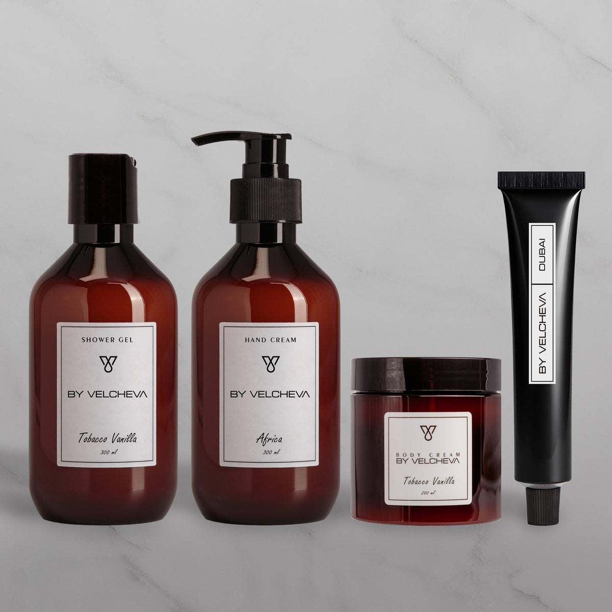 Γαλάκτωμα χεριών Africa BY VELCHEVA μαζί με shower gel, body cream και κρέμα χεριών της σειράς